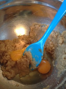 Adding in the eggs